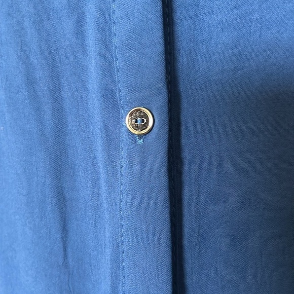 NWOT Love Blossom 3X shirt dress with tie sash and sleeve tabs in royal blue - Picture 6 of 13